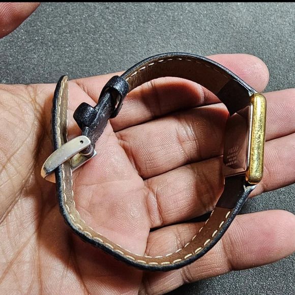 Pulsar Quartz Watch Gold Tone Tank VX51-X349 Roman Dial Leather Straps Working - Picture 7 of 9